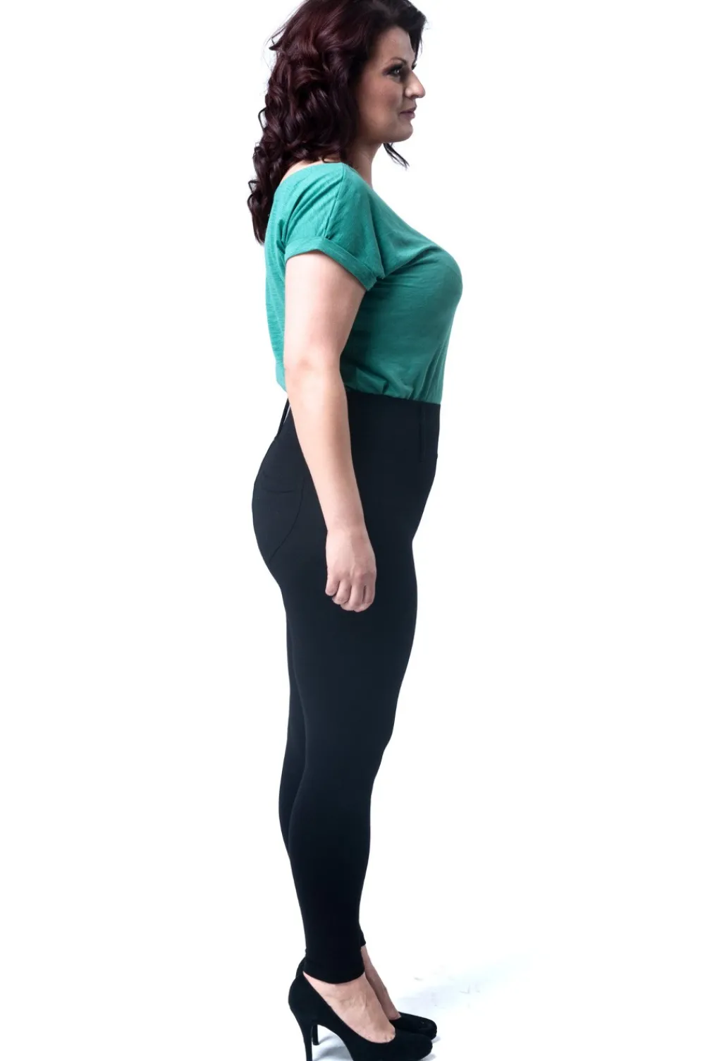 Discount Włokie wyzczupające egginy z wyoki tane - czarne Spodnie|Legginsy