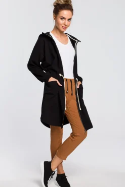 Sale Wygodna bluza typu parka - czarna Bluzy