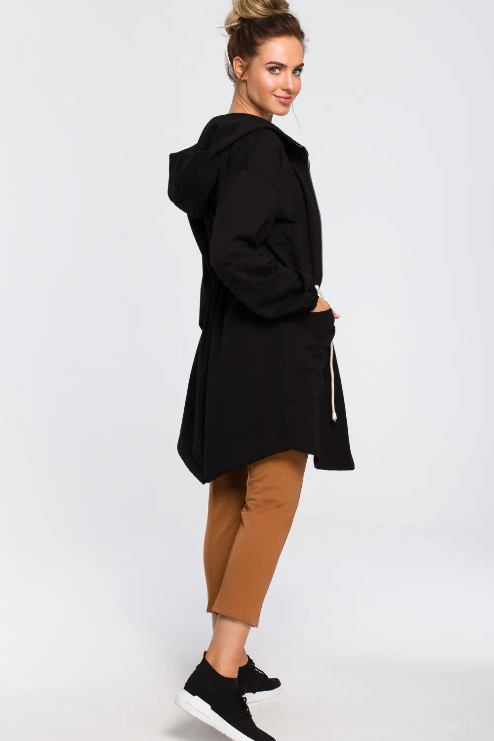 Sale Wygodna bluza typu parka - czarna Bluzy