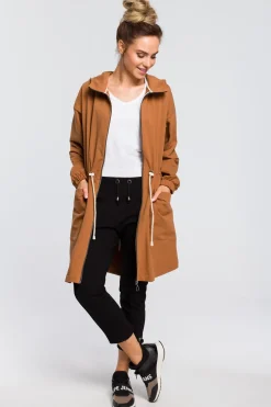 New Wygodna bluza typu parka - karmelowa Bluzy