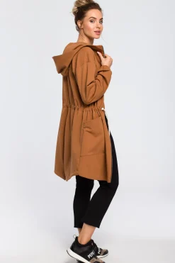 New Wygodna bluza typu parka - karmelowa Bluzy