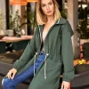 Sale Wygodna bluza typu parka - militarno-zielona Bluzy