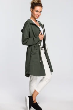 Sale Wygodna bluza typu parka - militarno-zielona Bluzy