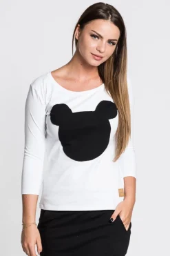 Sale Wygodna buzka z nadrukie - czarna Odzież Casualowa|Bluzki