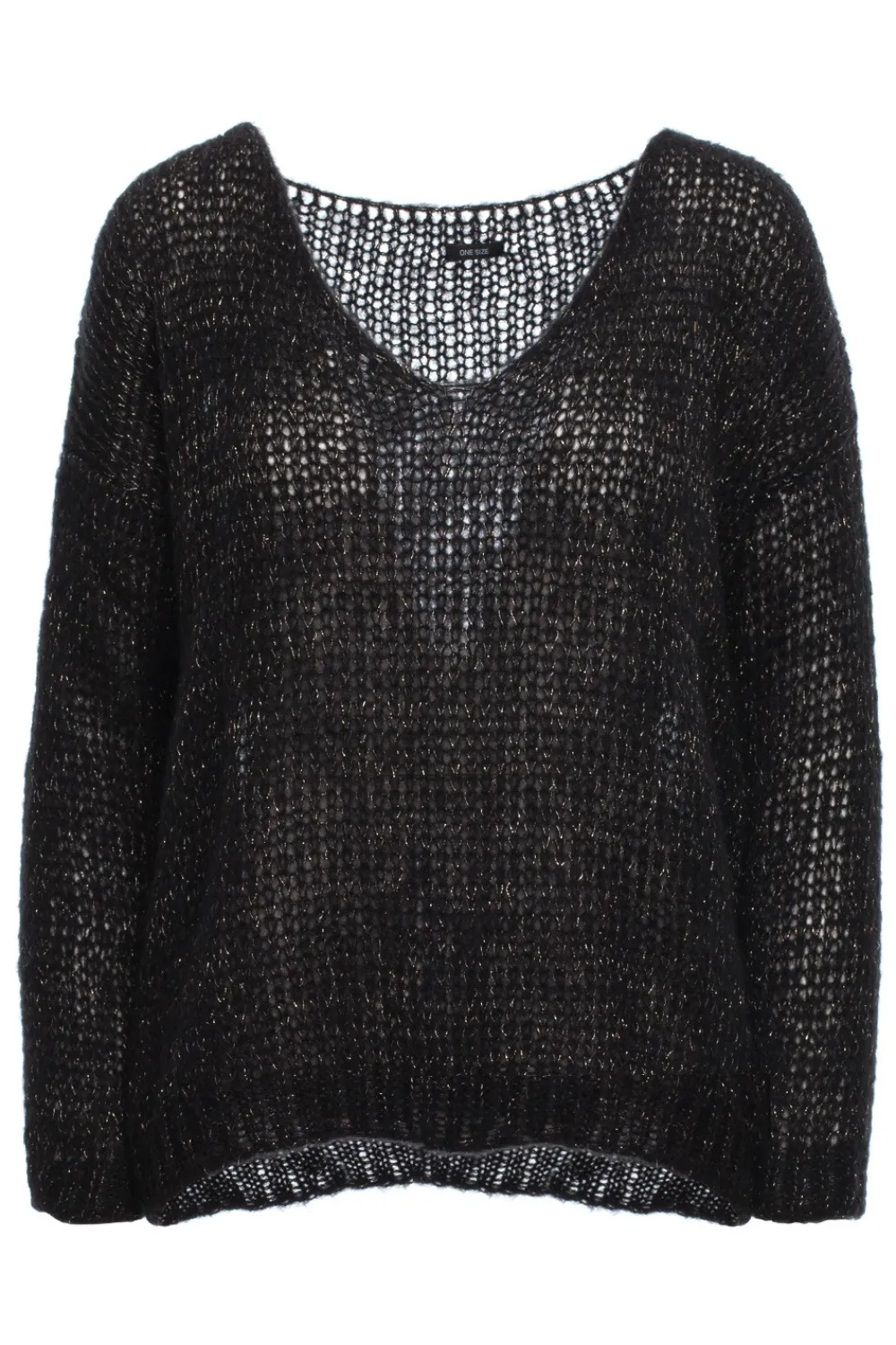 New Wygodny sweter z dużym dekoltem - czarny Swetry
