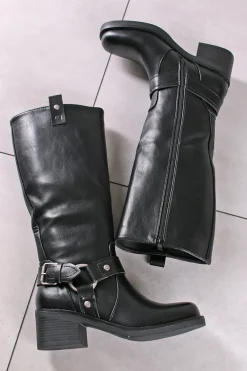 Wysokie buty na grubym obcasie Abdone - czarne Kozaki|Botki