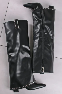 Hot Wysokie buty na grubym obcasie Sasha - czarne Kozaki|Botki