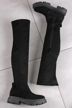 Discount Wysokie buty za kolano - czarne Kozaki|Botki