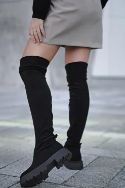 Discount Wysokie buty za kolano - czarne Kozaki|Botki