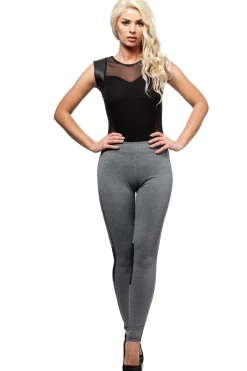 Best Wyszczuplające legginsy ze wstawką na wysokości kolana - grafitowy-melanż Legginsy