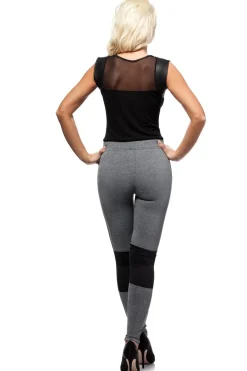 Best Wyszczuplające legginsy ze wstawką na wysokości kolana - grafitowy-melanż Legginsy