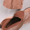 Clearance Zamszowe buty do kostek na grubym obcasie Arumia - brązowe Botki