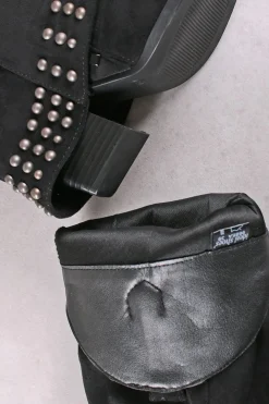 Online Zamszowe wysokie buty z ćwiekami Allie - czarne Kozaki|Botki
