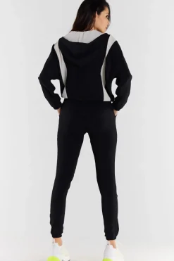 Online Zauwana buza daka z kapture - czarno-beżowa Odzież Casualowa|Bluzy