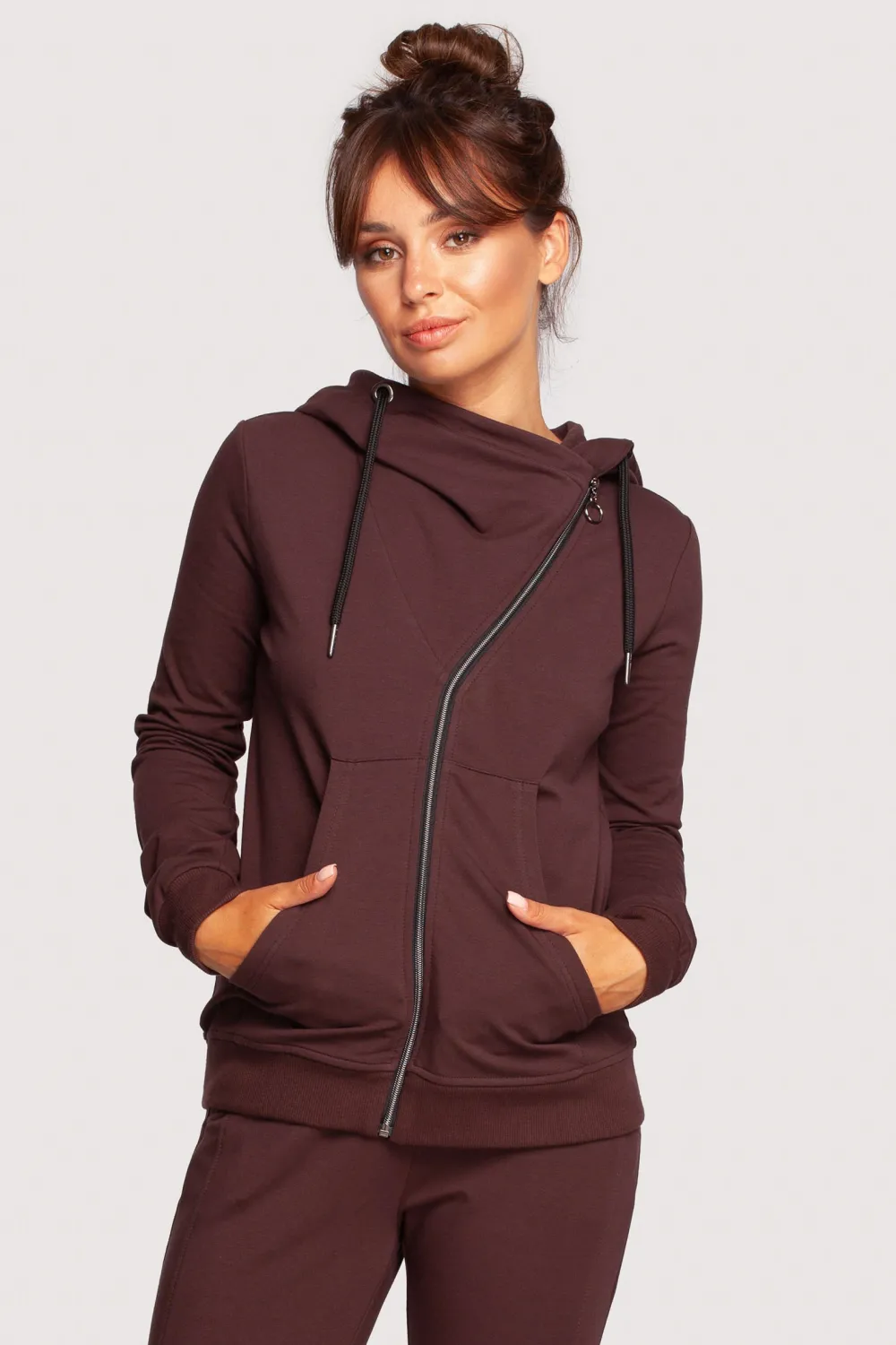 Best Zasuwana bluza z kapturem - brązowa Odzież Casualowa|Bluzy