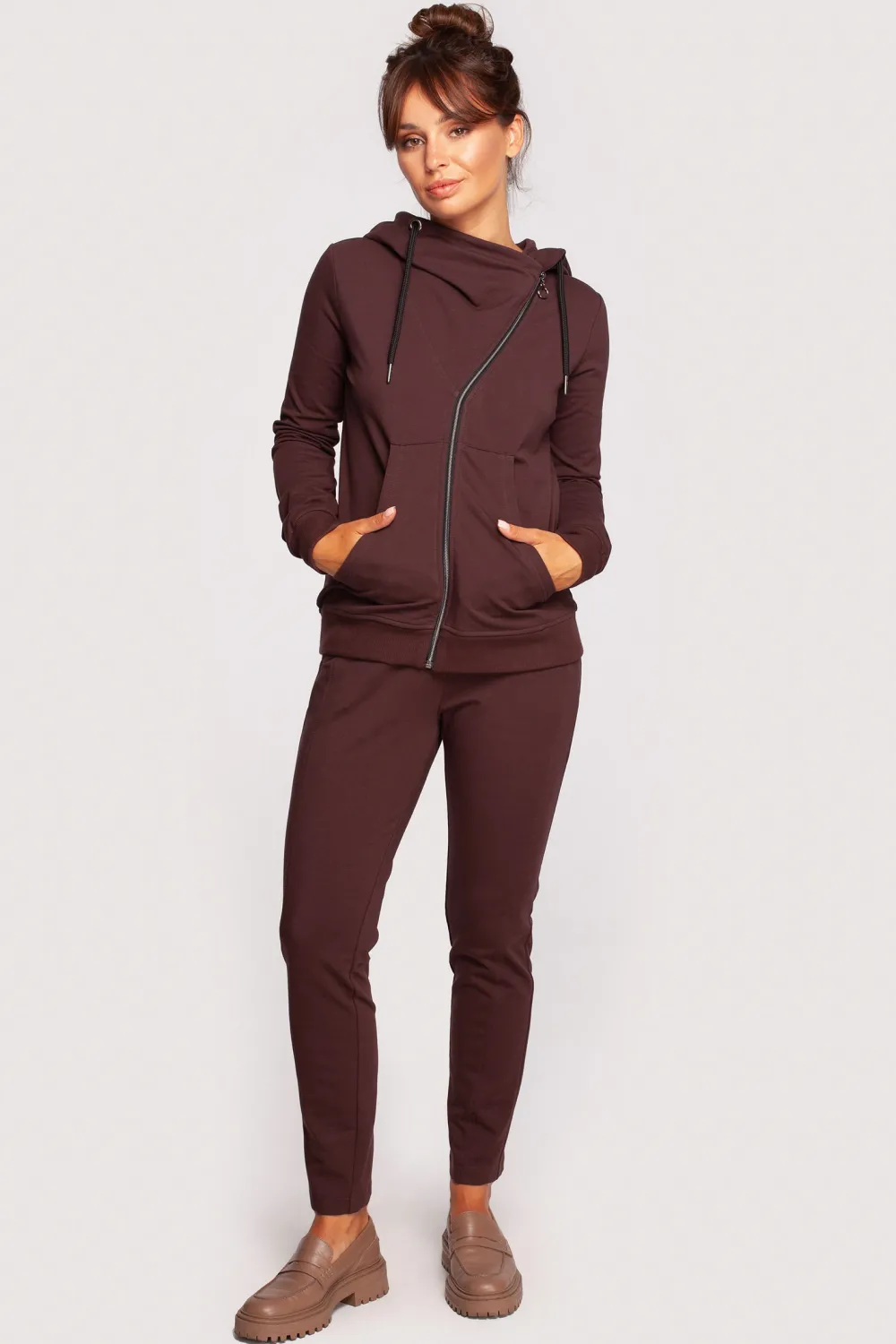 Best Zasuwana bluza z kapturem - brązowa Odzież Casualowa|Bluzy