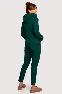 Discount Zasuwana bluza z kapturem - ciemnozielona Bluzy